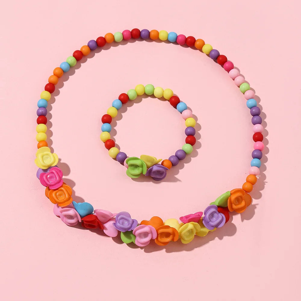 DIY Candy Bead Necklace Bracelet Set for Girls | Colorful Kids Jewelry | Ships USA & Australia