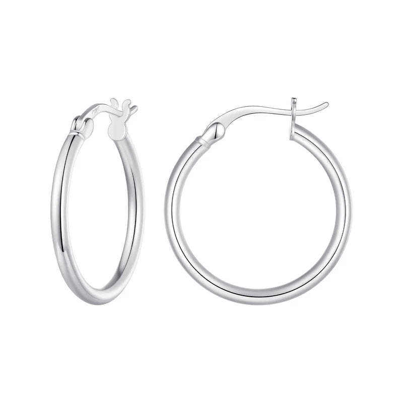 Classic Sterling Silver Hoop Earrings - Bold Hypoallergenic Hoops