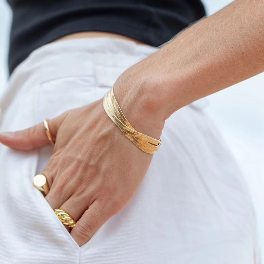 Stainless Steel Snake Chain Bracelet | Gold Plated 2-5mm Width | USA Australia