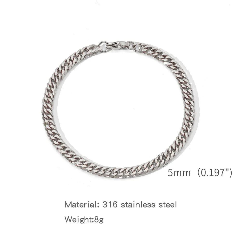 Stainless Steel NK Chain Bracelet | Silver Hip Hop Style | Women Men | USA