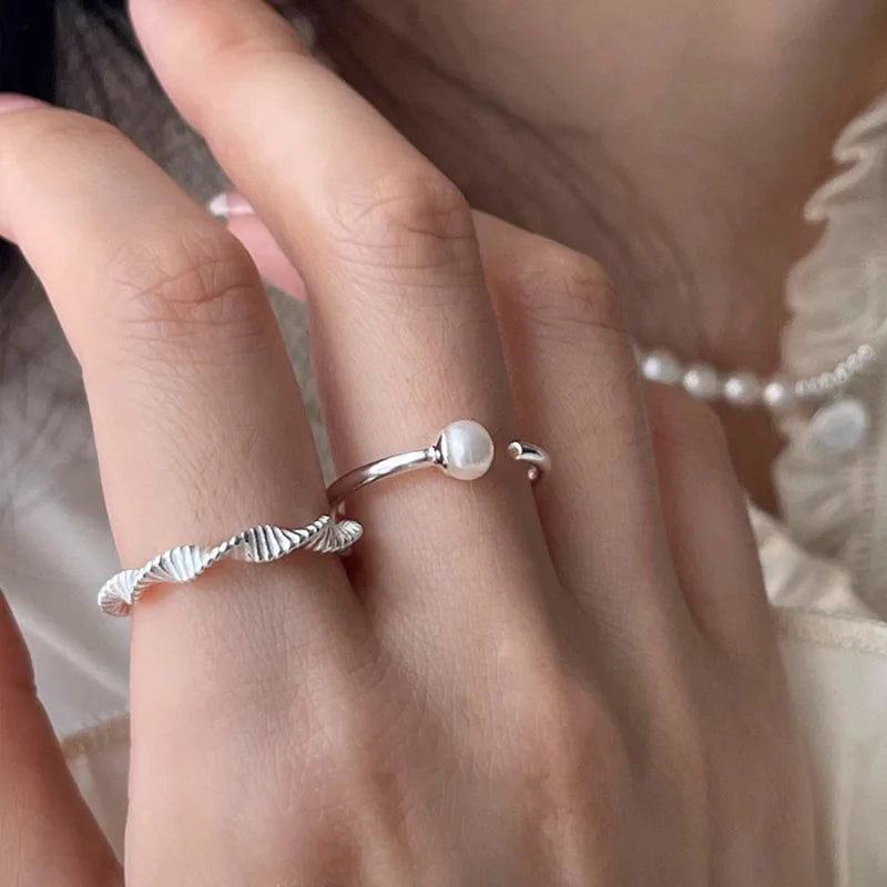 Sterling Silver Flower Bow Ring - Love Combination Adjustable Design