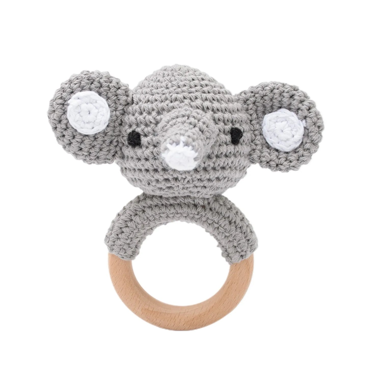 Crochet Bunny Rattle Teether | Wooden Ring Baby Gym Mobile | USA Australia