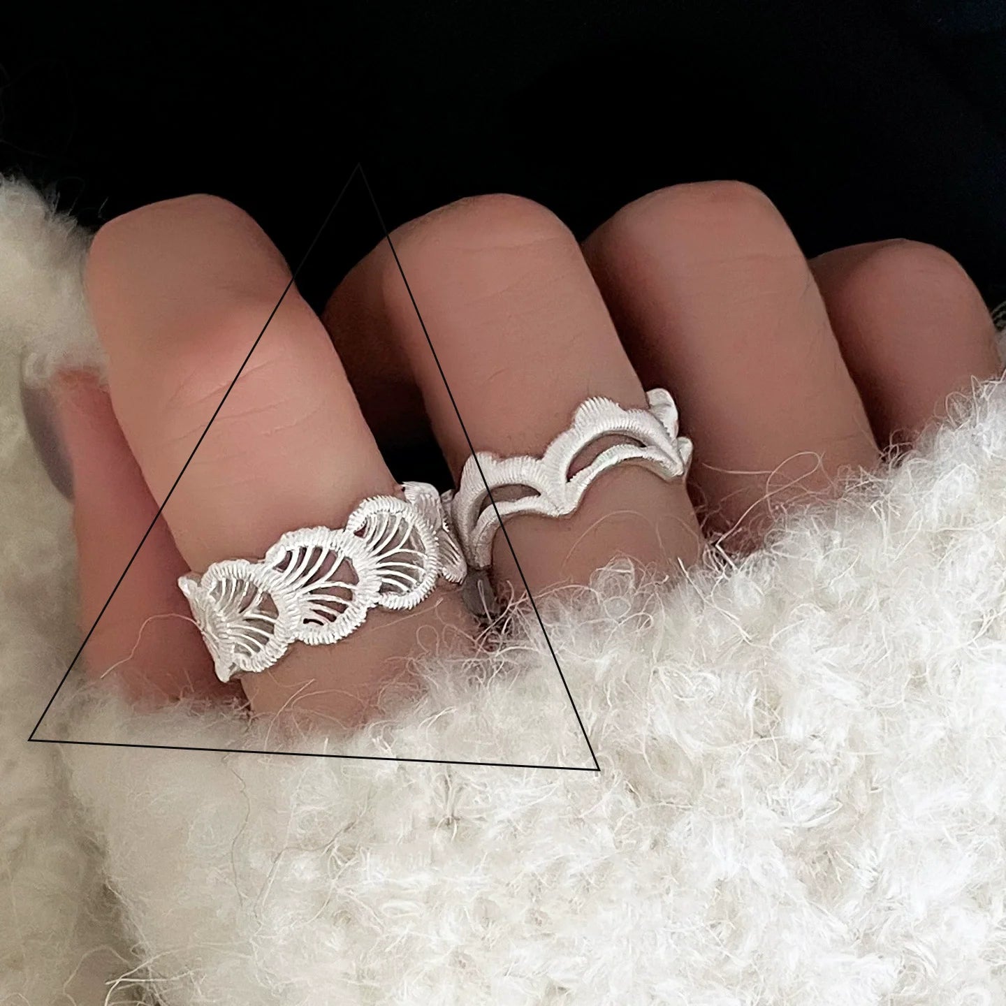Sterling Silver Flower Lace Ring | CZ Adjustable Korean Fashion | Women | USA