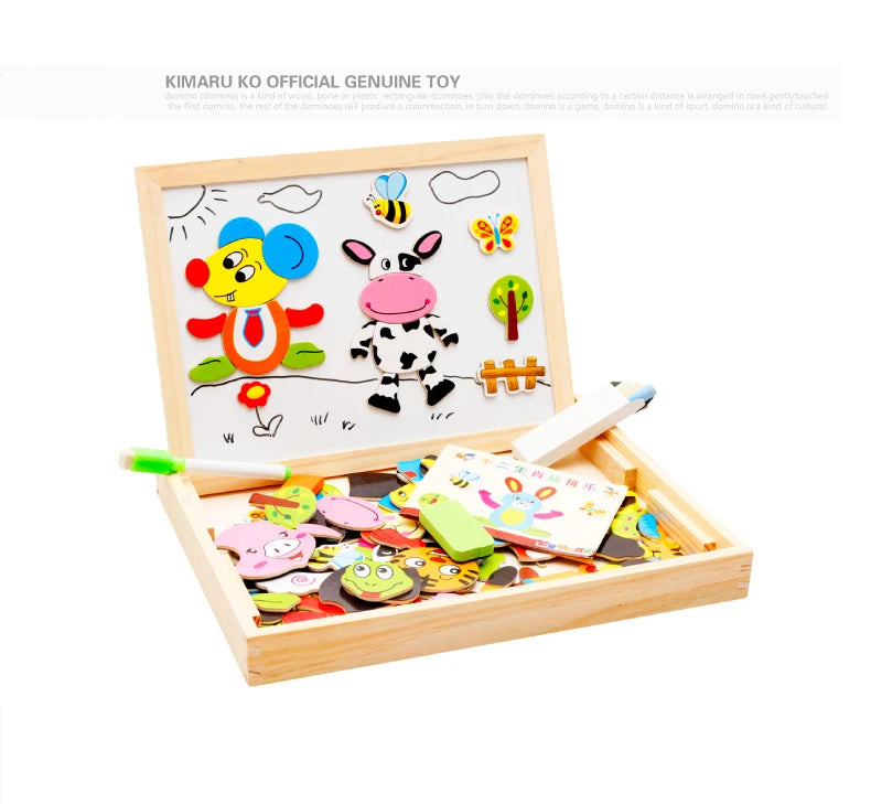 Wooden Magnetic Drawing Board | Animal Puzzle Learning Toy | Kids | USA Australia