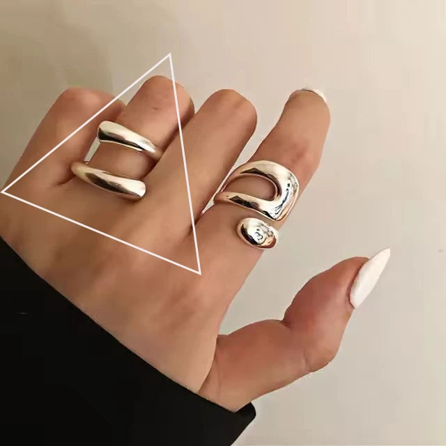 Sterling Silver Flower Bow Ring - Love Combination Adjustable Design