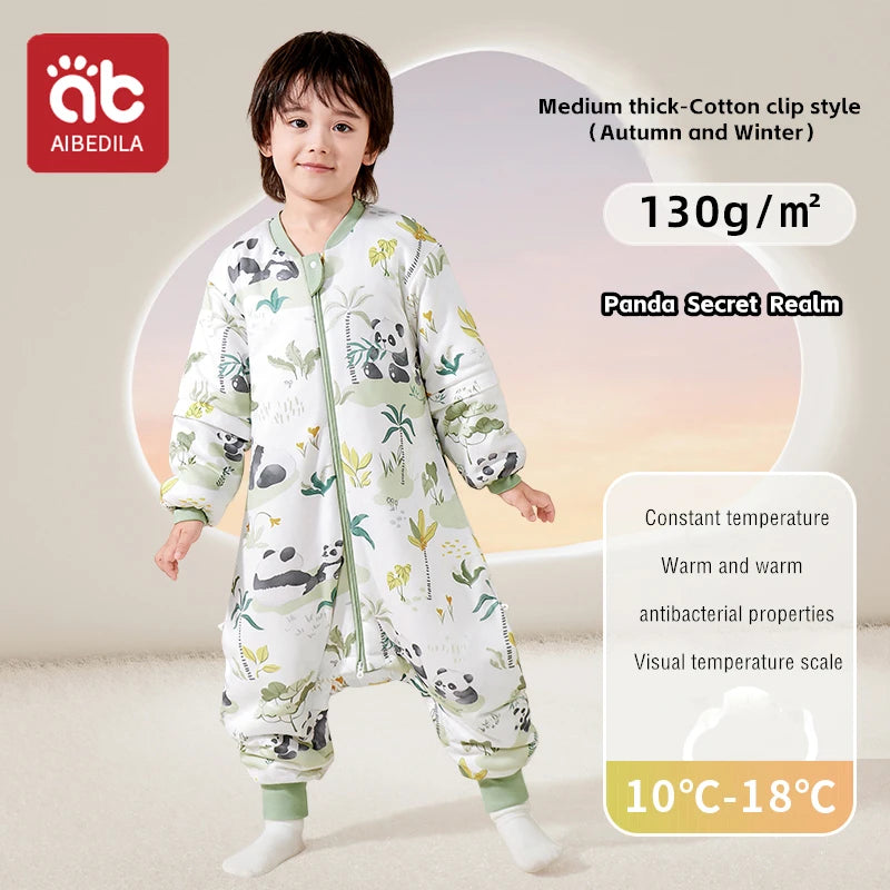 AIBEDILA Kids Onesie Boys Girls Long Sleeve Bamboo Cotton Pajamas Children Winter Cartoon Pyjama Baby Sleepwear Sleeping Bag