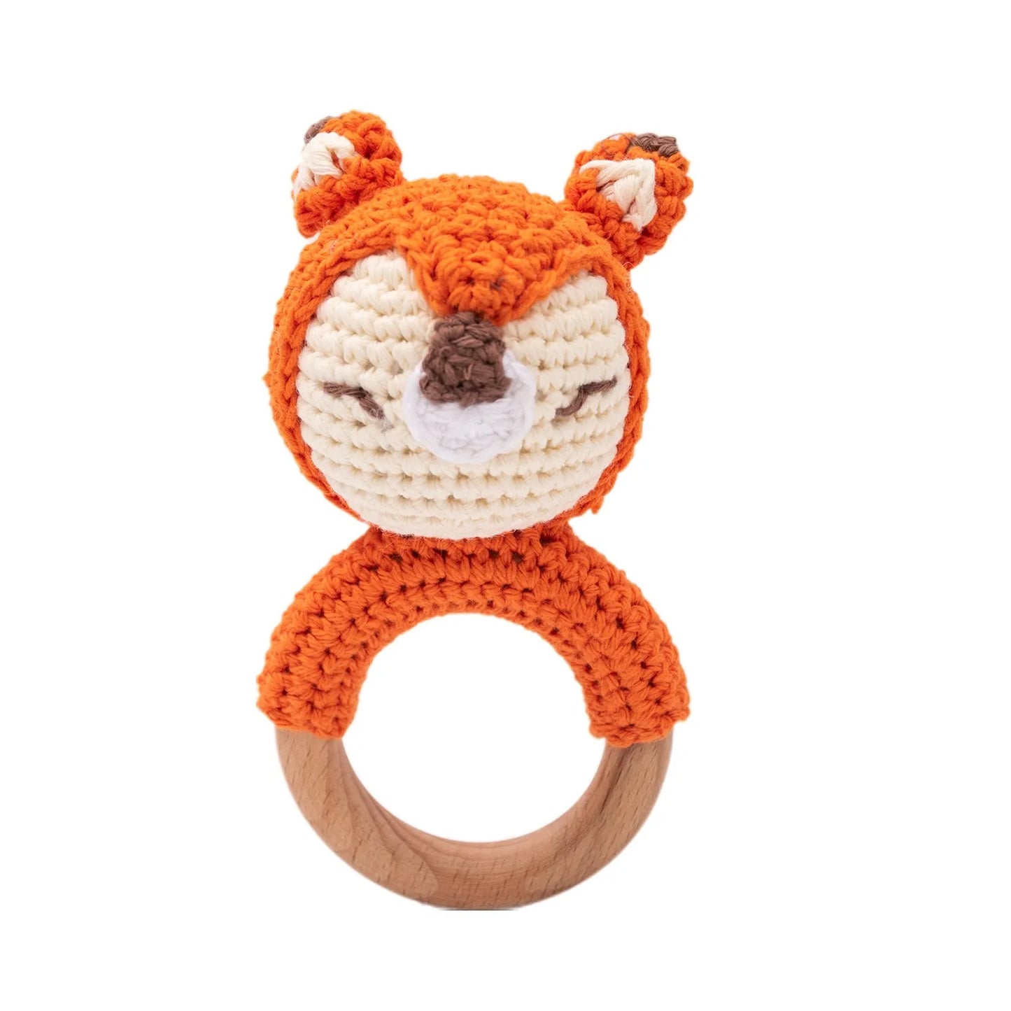Wooden Elephant Rattle Teether | Crochet Baby Toy Montessori | USA Australia