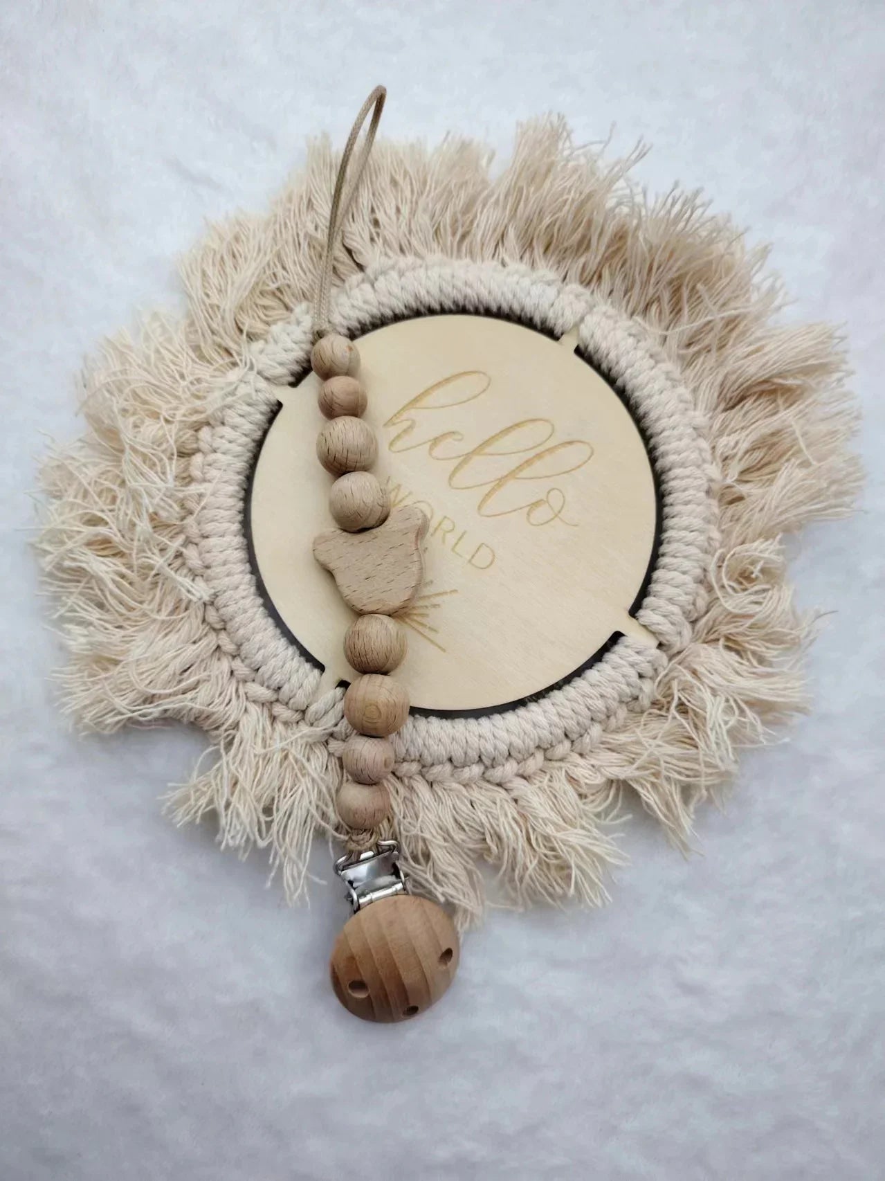 Custom Name Wooden Pacifier Chain | Silicone Bead Dummy Holder | USA Australia