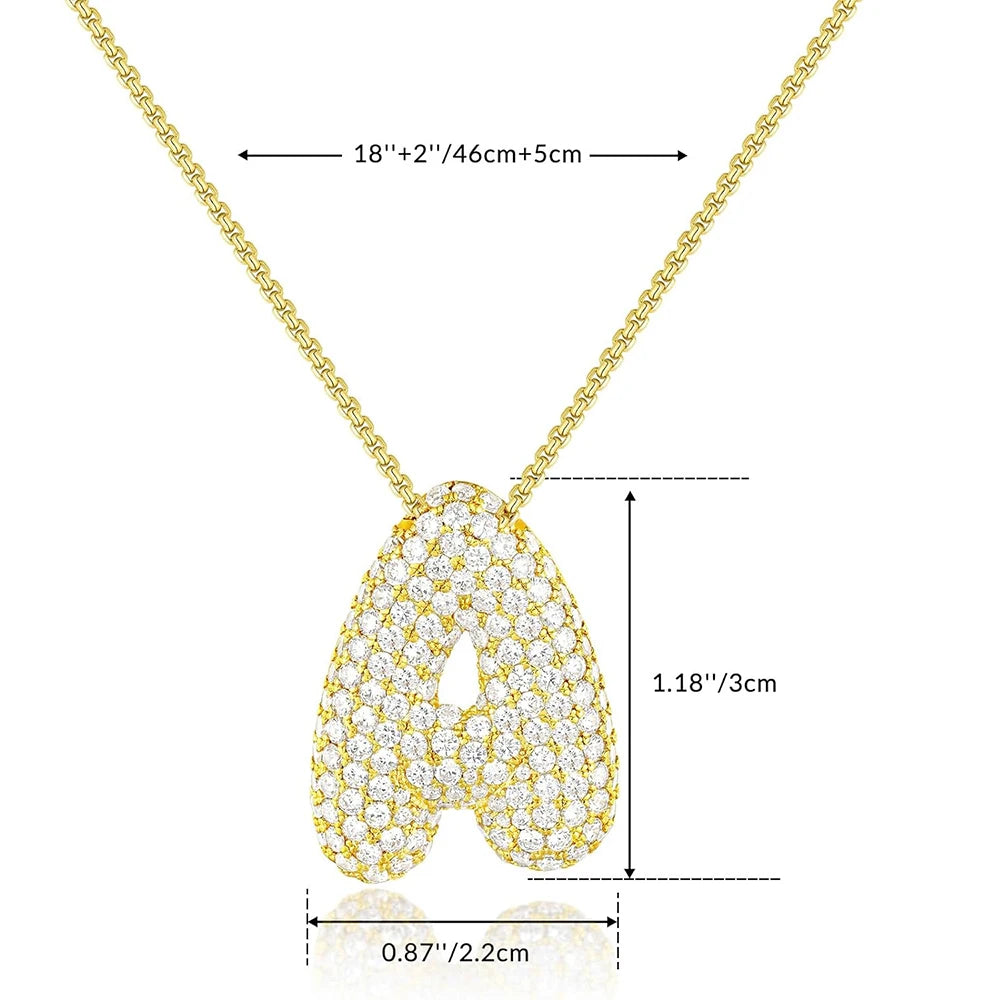 Personalized Initial Letter Necklace | Sparkly CZ Zircon Pendant | USA Australia