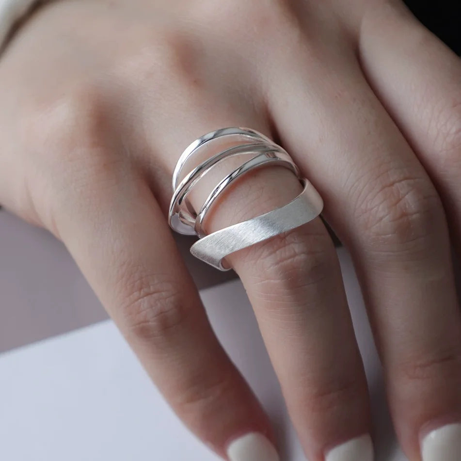 Sterling Silver Flower Lace Ring | CZ Adjustable Korean Fashion | Women | USA