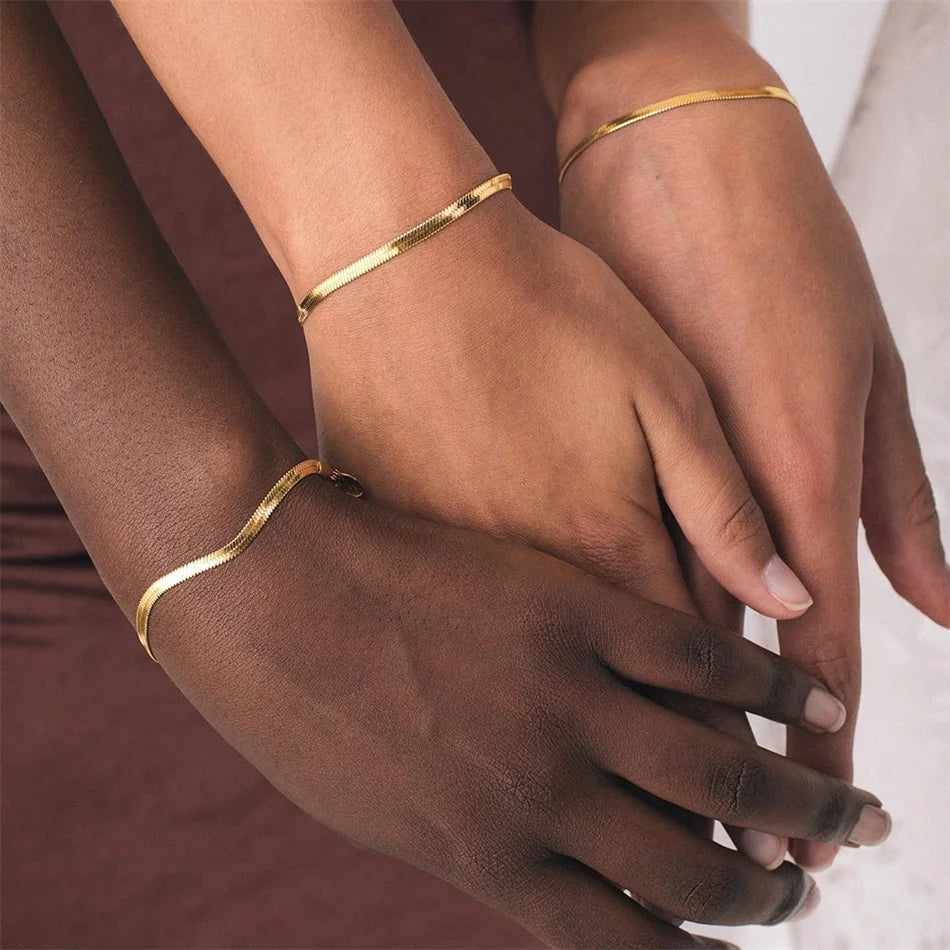 Stainless Steel Snake Chain Bracelet | Gold Plated 2-5mm Width | USA Australia