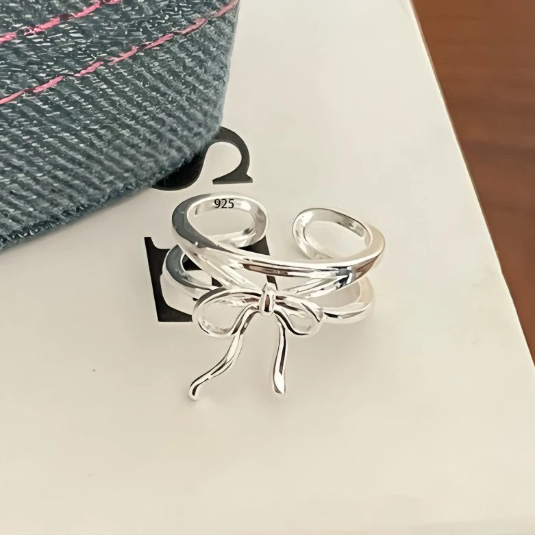 Sterling Silver Flower Lace Ring | CZ Adjustable Korean Fashion | Women | USA