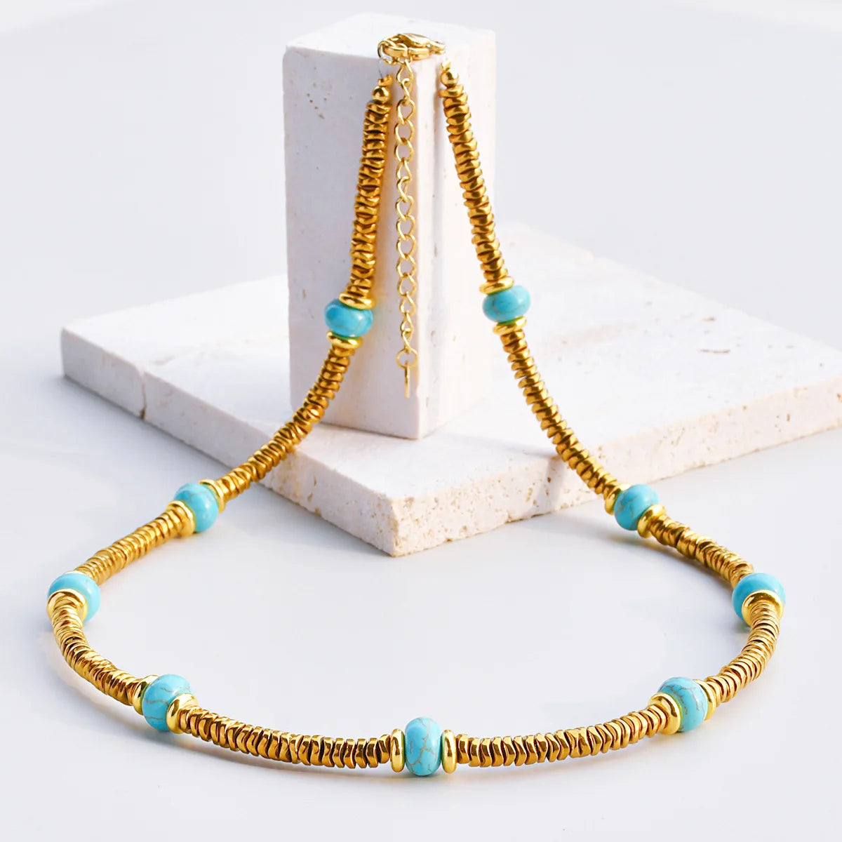 Natural Stone Beaded Bracelet | Colorful Bohemian Gold Chain | Women | USA