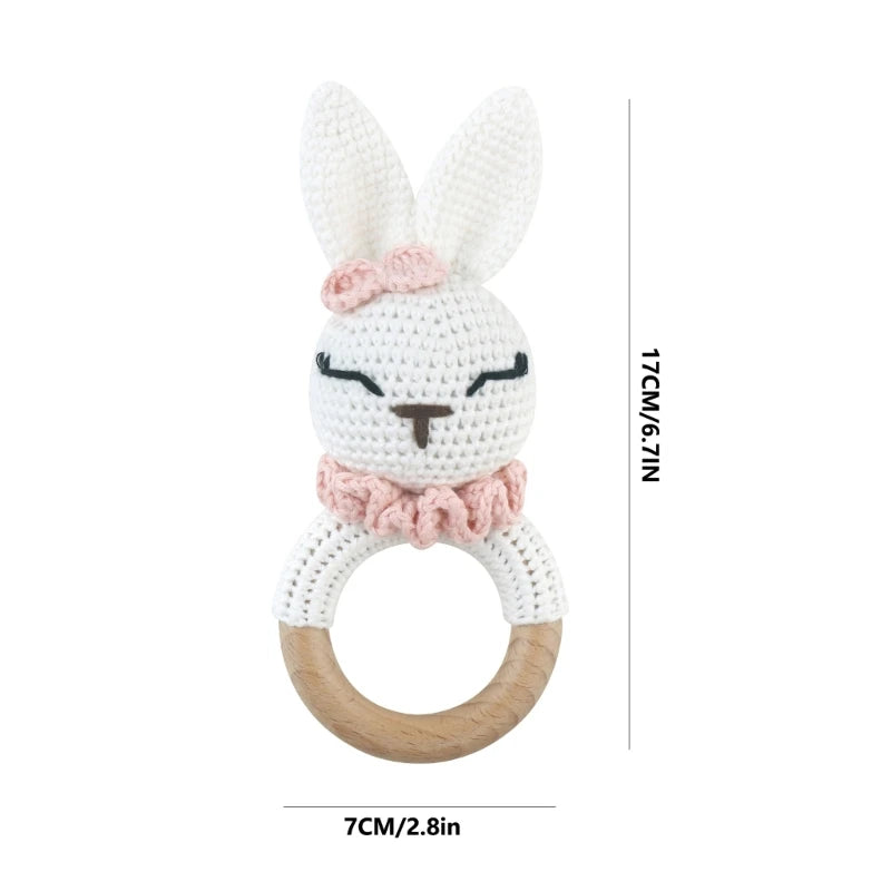 Wooden Giraffe Teether | Crochet Rattle Baby Mobile Toy | USA Australia