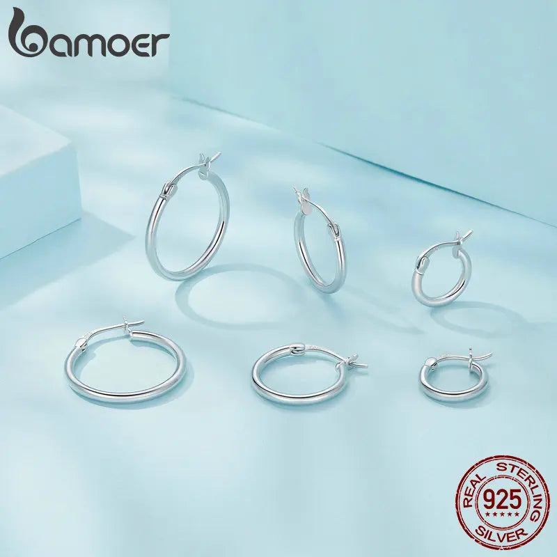 Classic Sterling Silver Hoop Earrings - Bold Hypoallergenic Hoops
