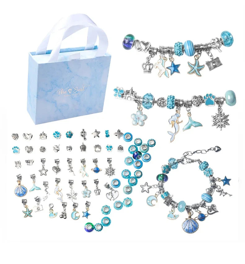 Girl DIY Handmade Beaded Jewelry Kit | Charm Bracelet Set | Craft Toy Gift | USA