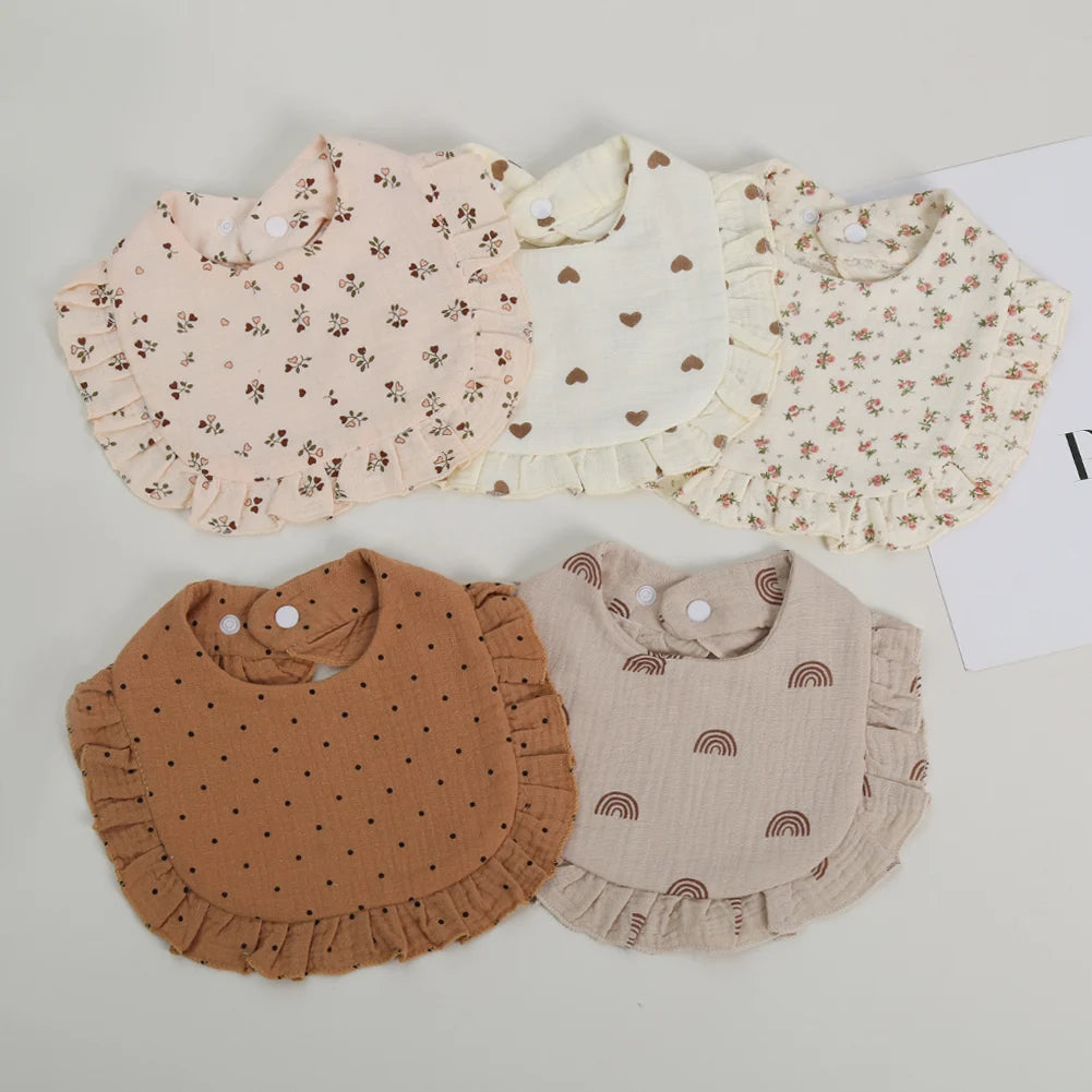 Flower Print Baby Bibs | Adjustable Muslin Cotton Burp Cloths | Girls | USA