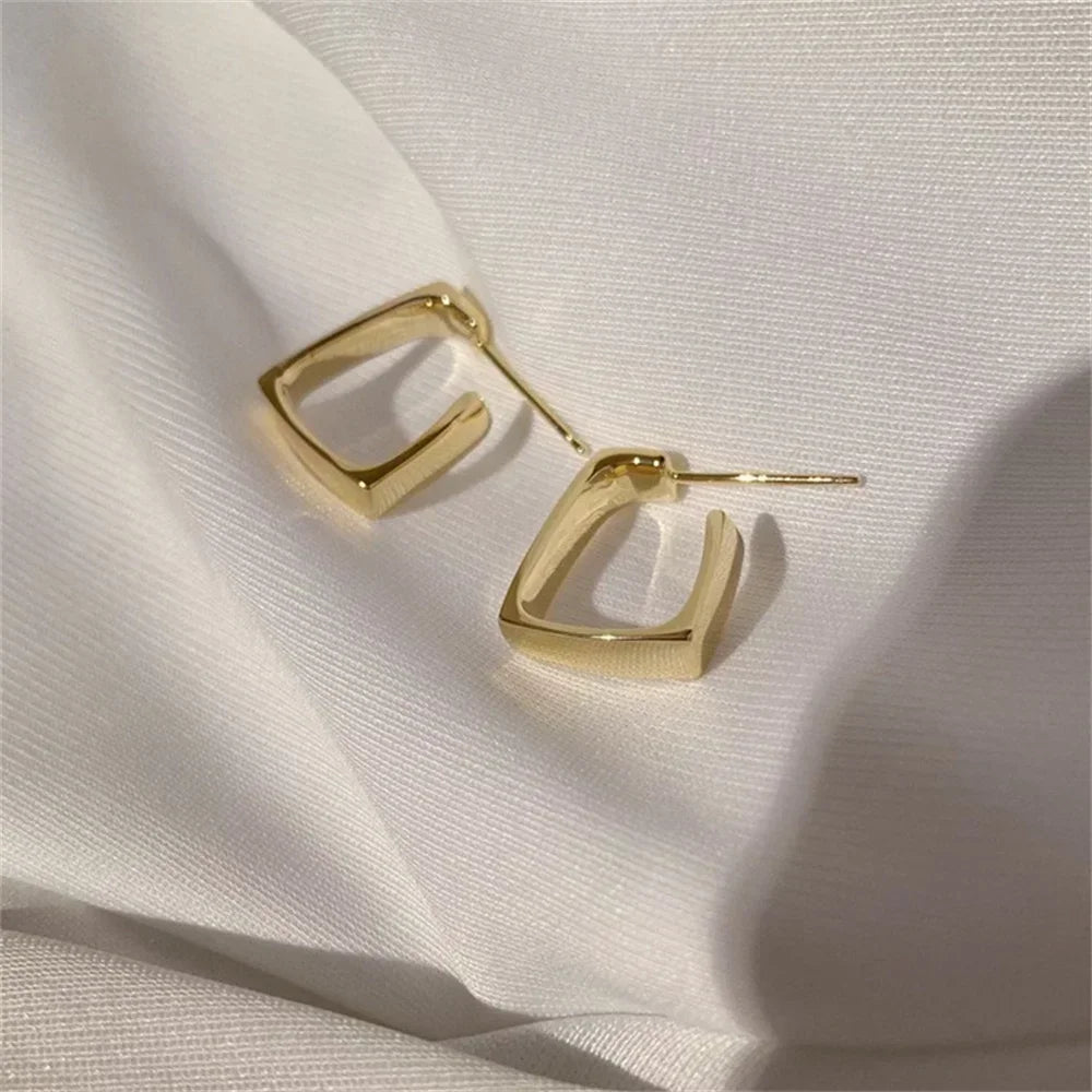 U-Shaped Geometric Earrings - Gold Irregular Trendy Jewelry