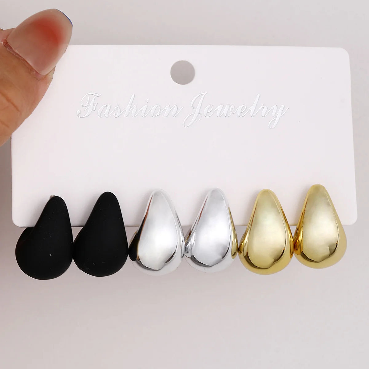 Vintage Teardrop Stud Earrings - Elegant Lightweight Set