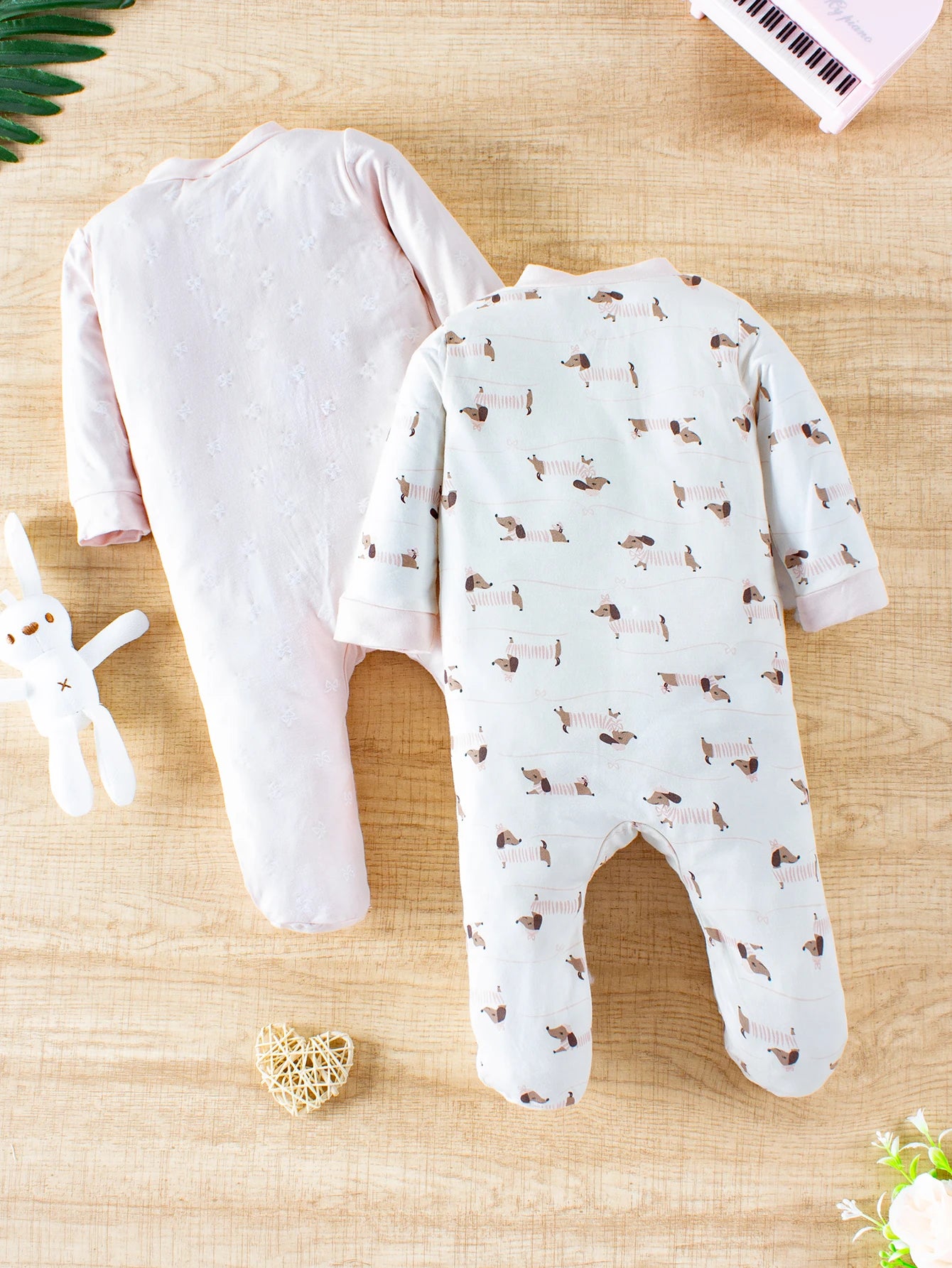 Bamboo Fiber Baby Romper 2-Pack - Long Sleeve Unisex Set