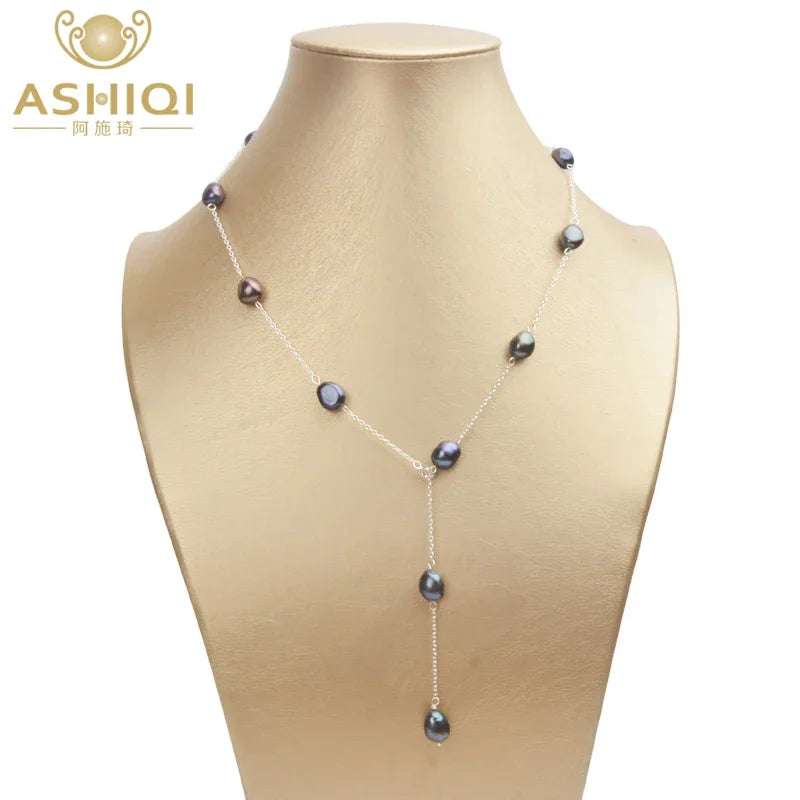 ASHIQI 925 Sterling Silver Baroque Pearl Necklace | Vintage Handmade | USA Australia
