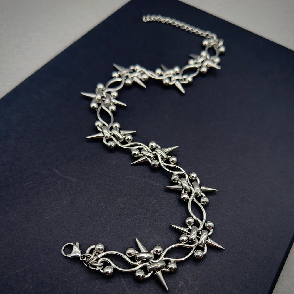 Handmade Punk Rock Spike Cross Choker | Double Layer Chain | Women Men |  Worldwide Shipping
