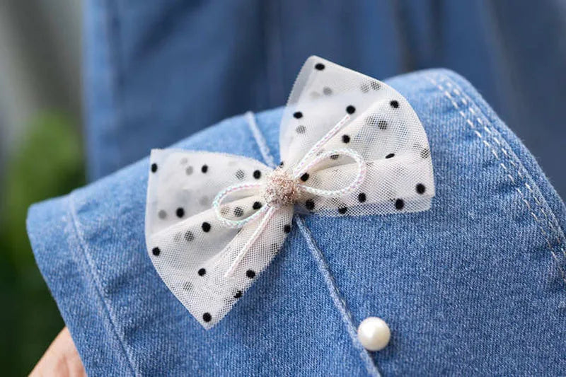 2024 Autumn Elastic Kids Jeans | Girls Cute Bow Denim Flared Pants | Ages 3-12 | USA