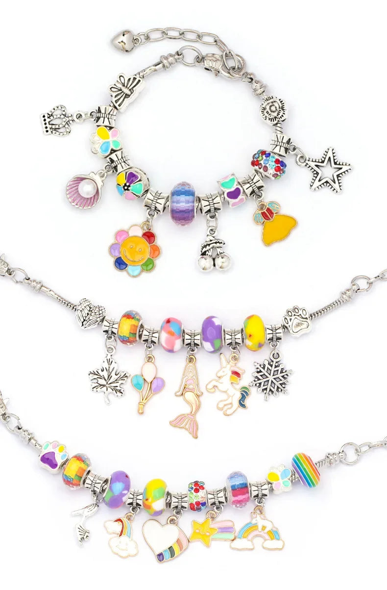 Girl DIY Handmade Beaded Jewelry Kit | Charm Bracelet Set | Craft Toy Gift | USA