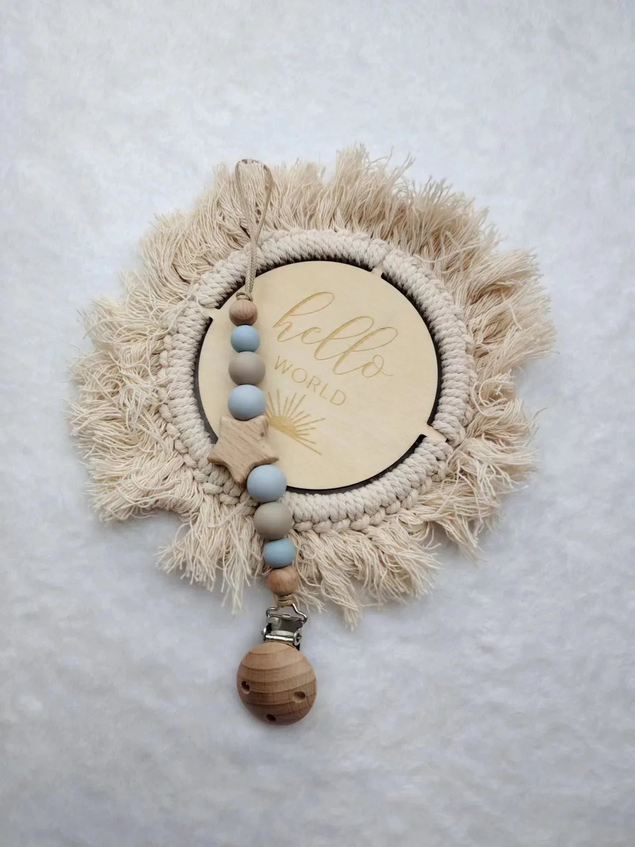 Custom Name Wooden Pacifier Chain | Silicone Bead Dummy Holder | USA Australia