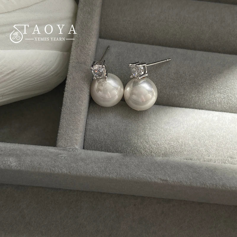Classic Pearl Pendant Stud Earrings - Elegant Drop Earrings for Women