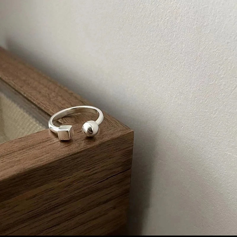 Sterling Silver Flower Bow Ring - Love Combination Adjustable Design