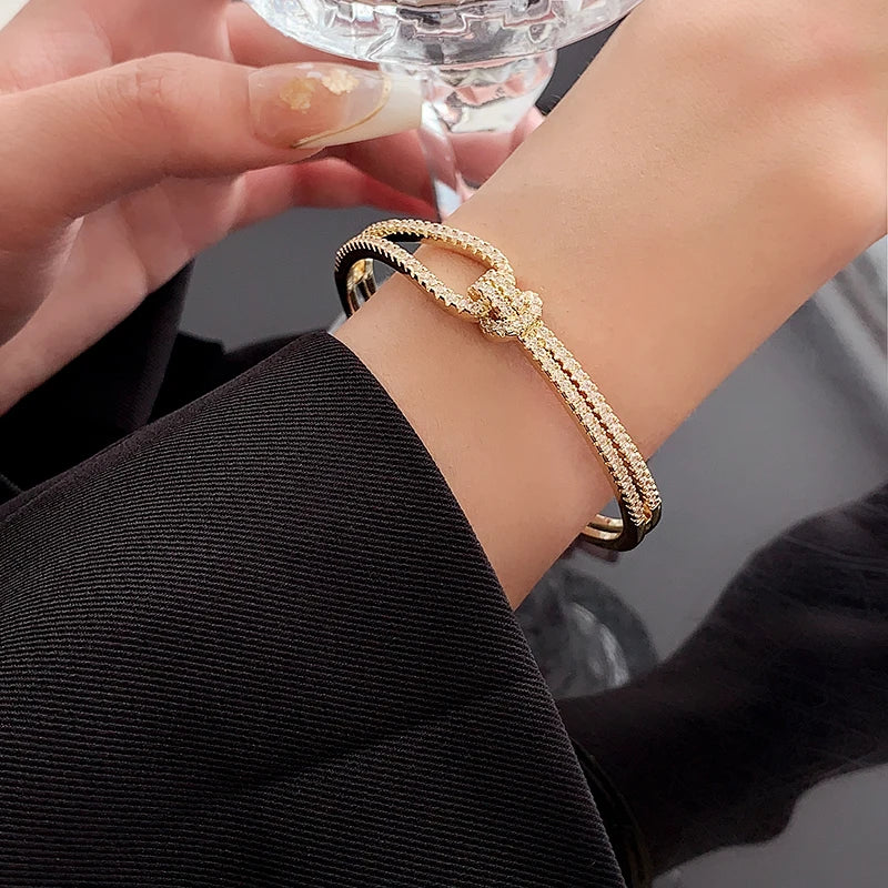 Full Zircon Cuff Bracelet | Gold Plated Copper Minimalist Bangle | USA Australia