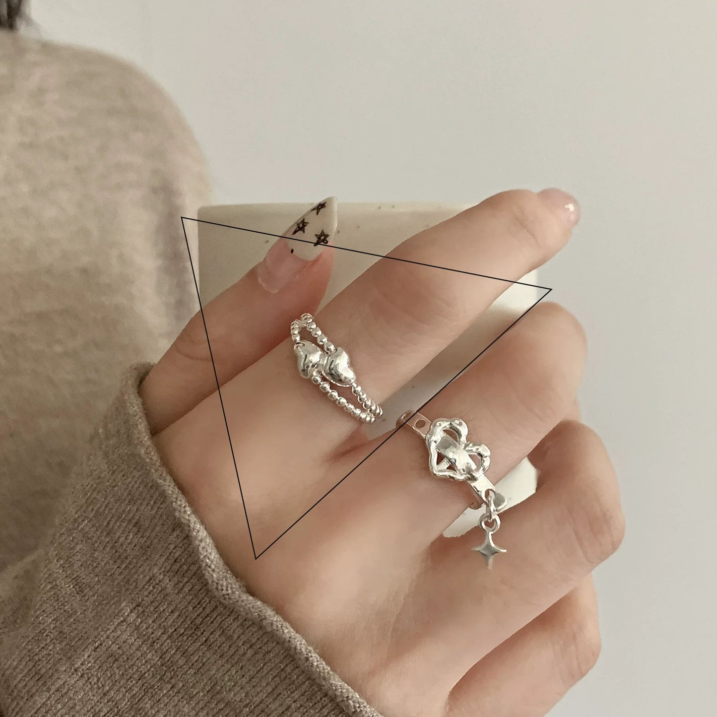 Sterling Silver Flower Lace Ring | CZ Adjustable Korean Fashion | Women | USA