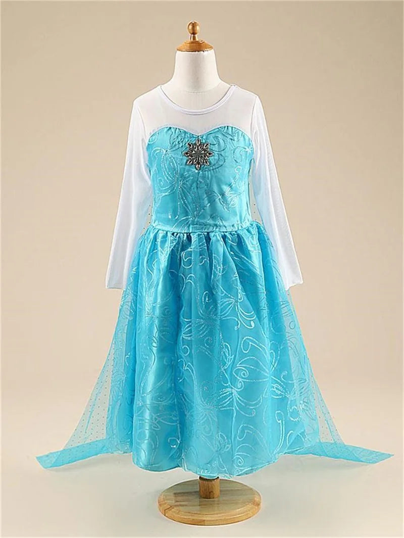Girls Snow Queen Elsa Costume | Frozen Princess Dress 2025 | Carnival Party | USA