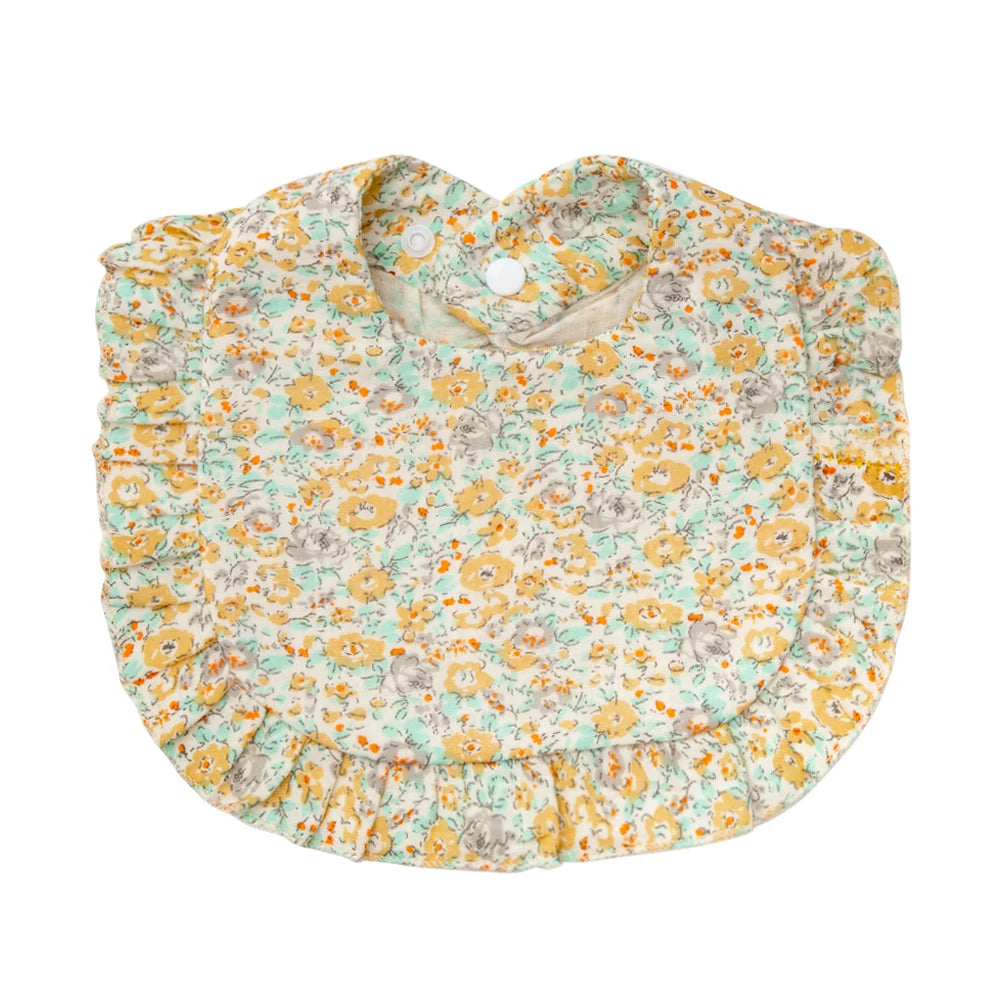 Flower Print Baby Bibs | Adjustable Muslin Cotton Burp Cloths | Girls | USA