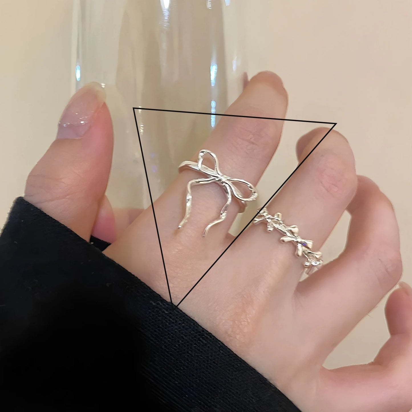 Sterling Silver Flower Lace Ring | CZ Adjustable Korean Fashion | Women | USA