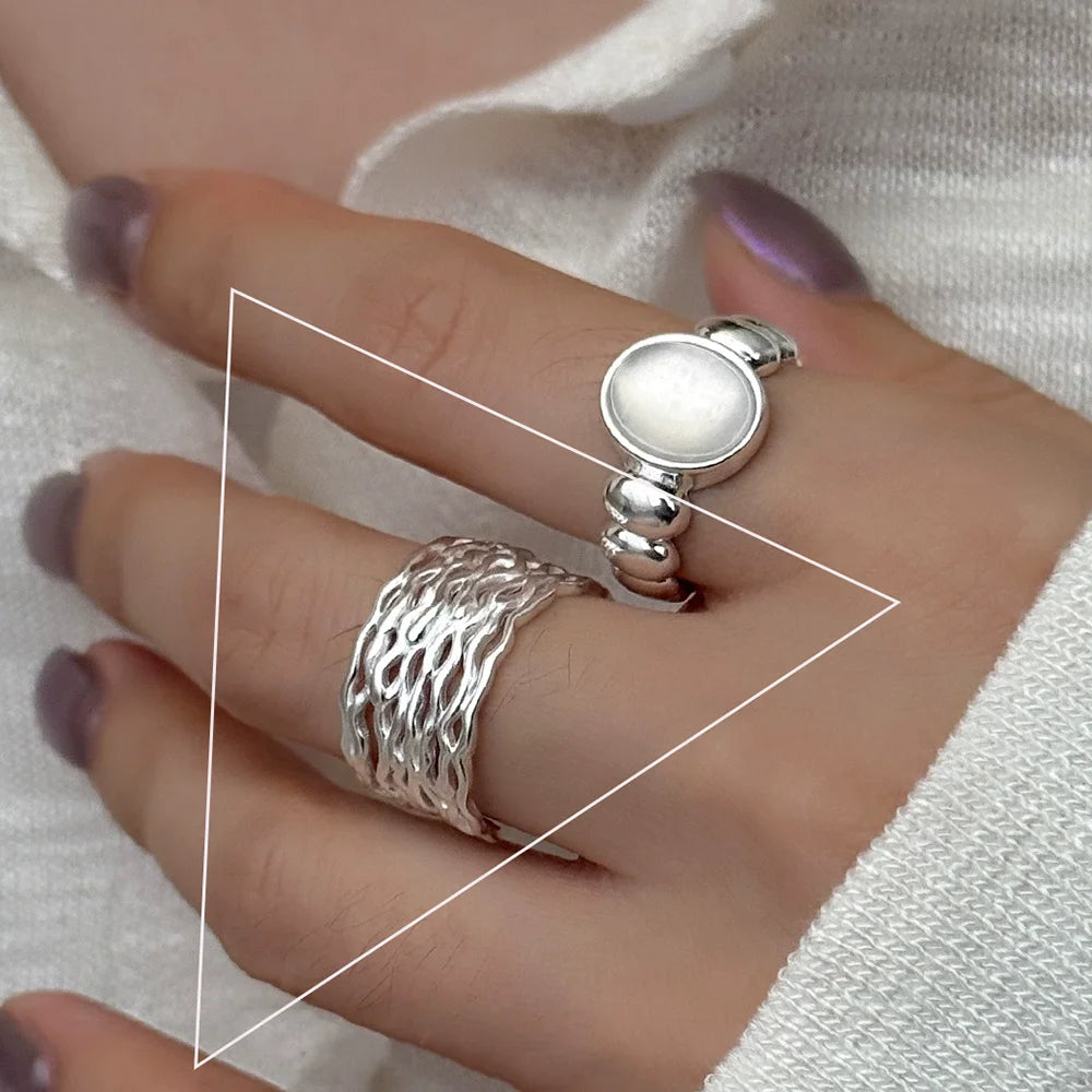 Sterling Silver Flower Lace Ring | CZ Adjustable Korean Fashion | Women | USA