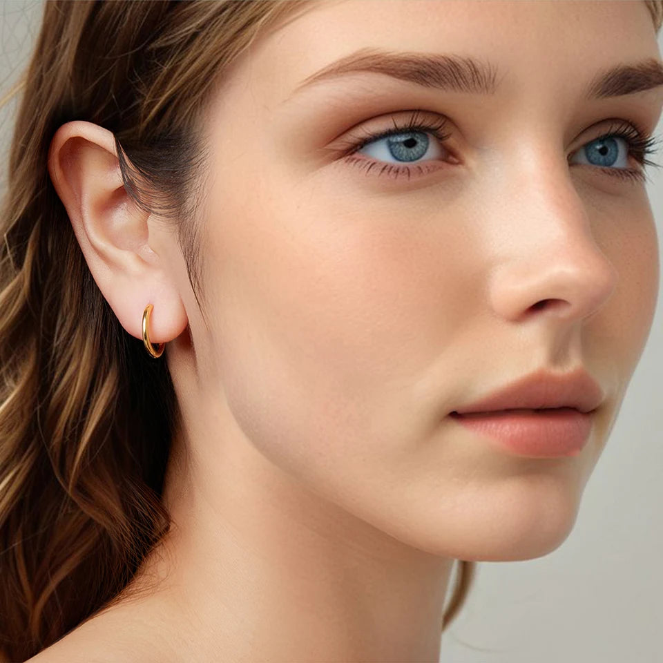 Minimalist Huggie Hoop Earrings - 18K Gold Plated Sterling Silver