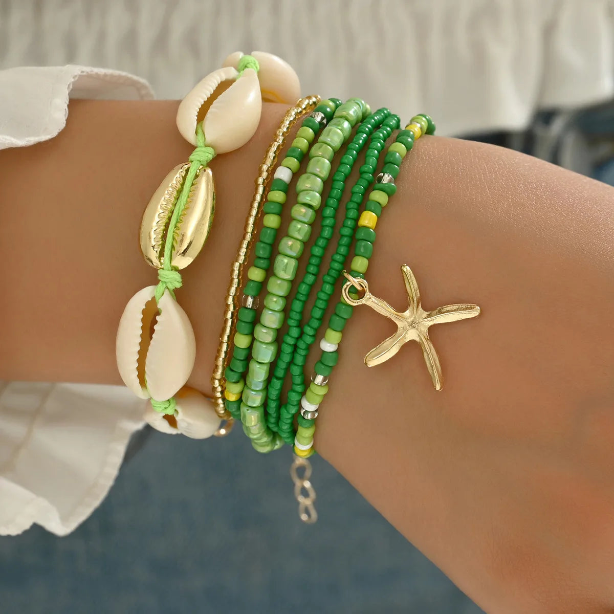 7-Piece Beach Bracelet Set | Shell Starfish Bohemian Stack | Women | USA