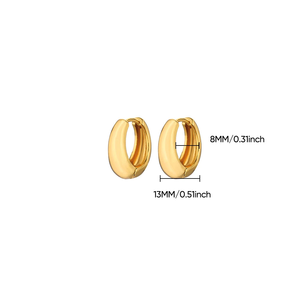 Classic Gold Hoop Earrings - Chunky Stainless Steel Minimalist