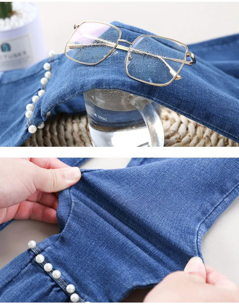 2024 Autumn Elastic Kids Jeans | Girls Cute Bow Denim Flared Pants | Ages 3-12 | USA