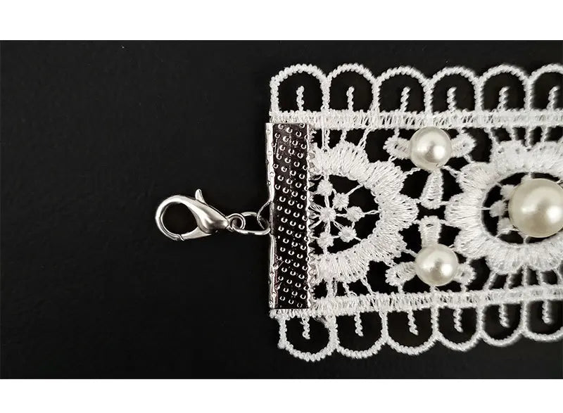White Pearl Lace Necklace & Earrings Set | Lolita Fashion Accessories