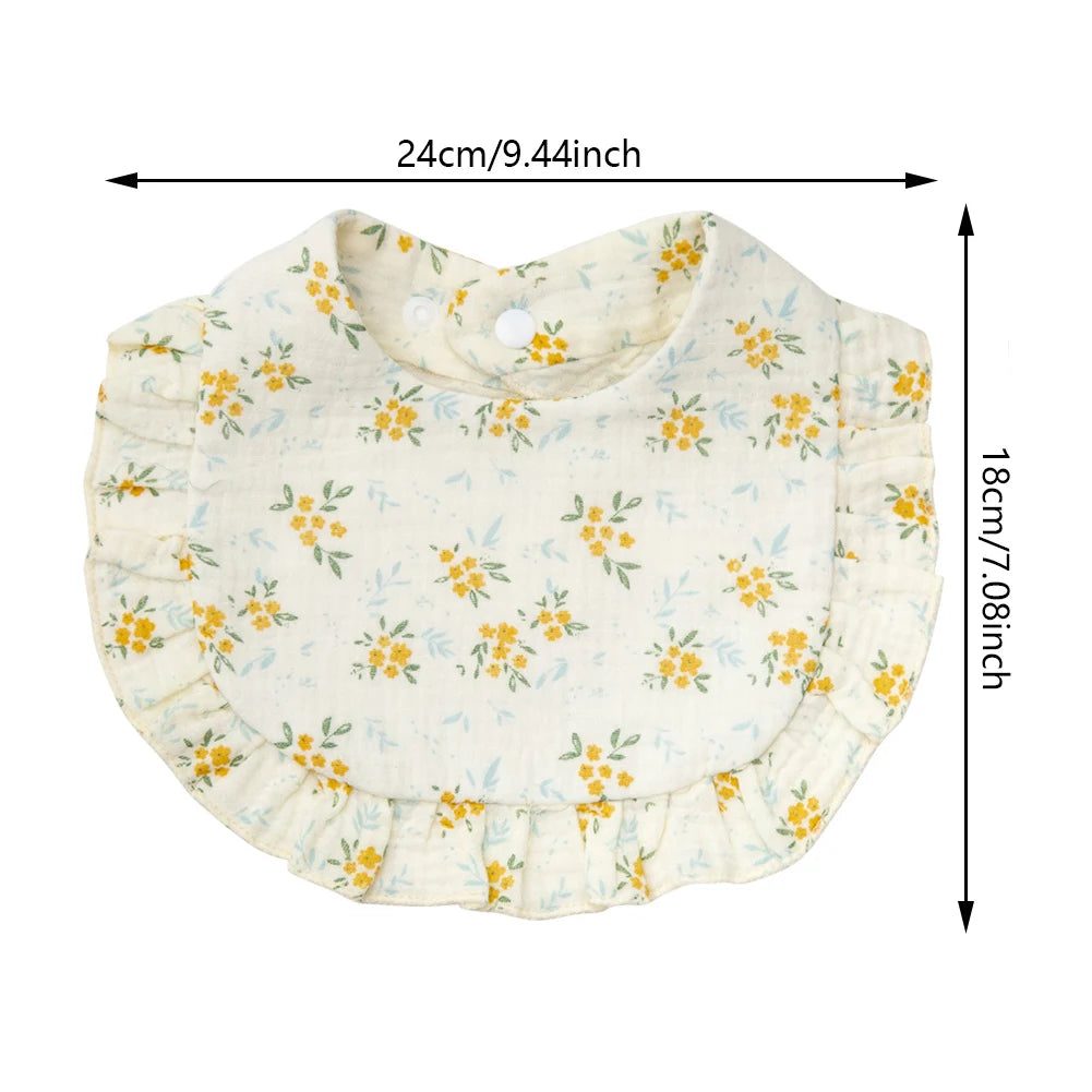 Flower Print Baby Bibs | Adjustable Muslin Cotton Burp Cloths | Girls | USA