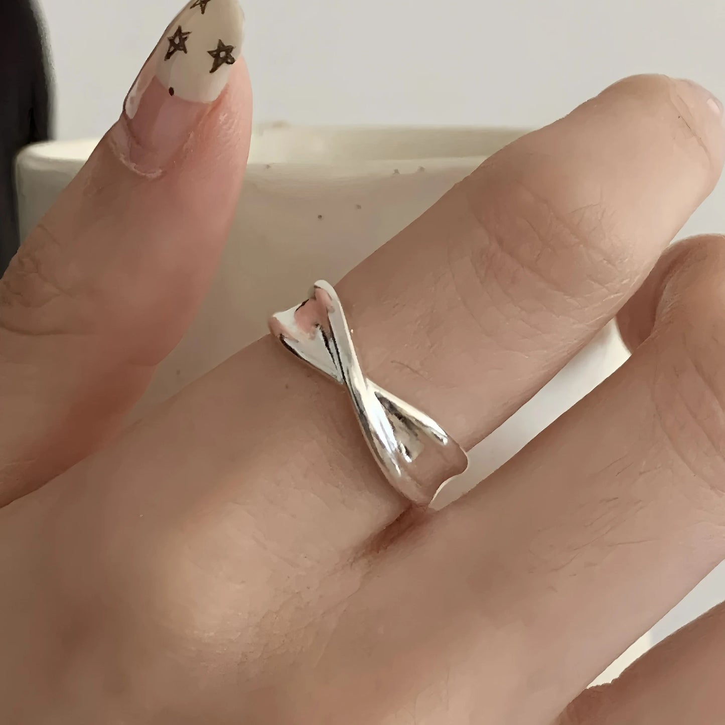 Sterling Silver Flower Lace Ring | CZ Adjustable Korean Fashion | Women | USA