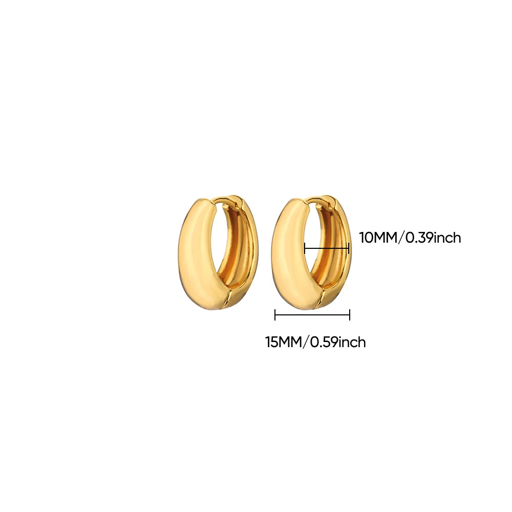 Classic Gold Hoop Earrings - Chunky Stainless Steel Minimalist