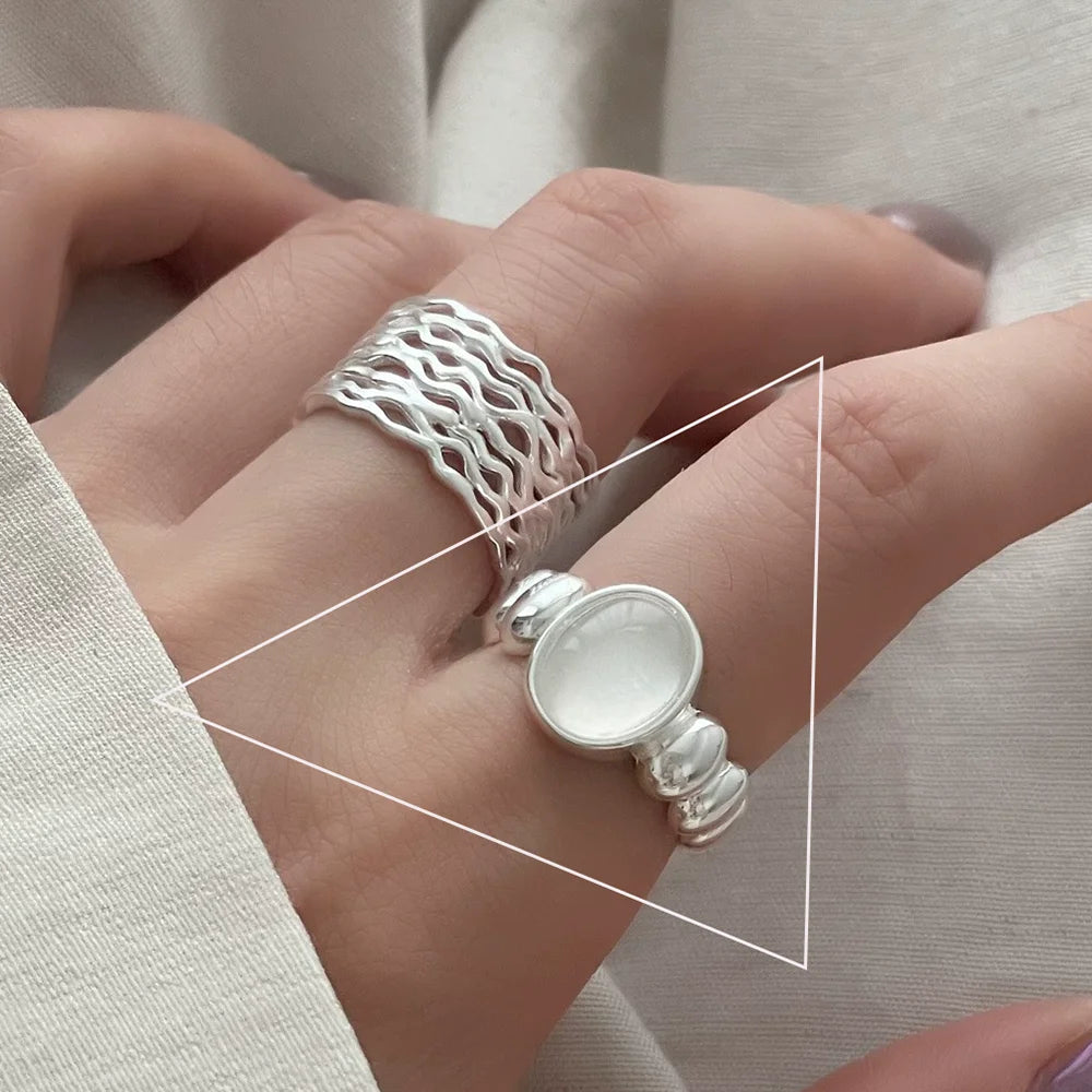 Sterling Silver Flower Lace Ring | CZ Adjustable Korean Fashion | Women | USA