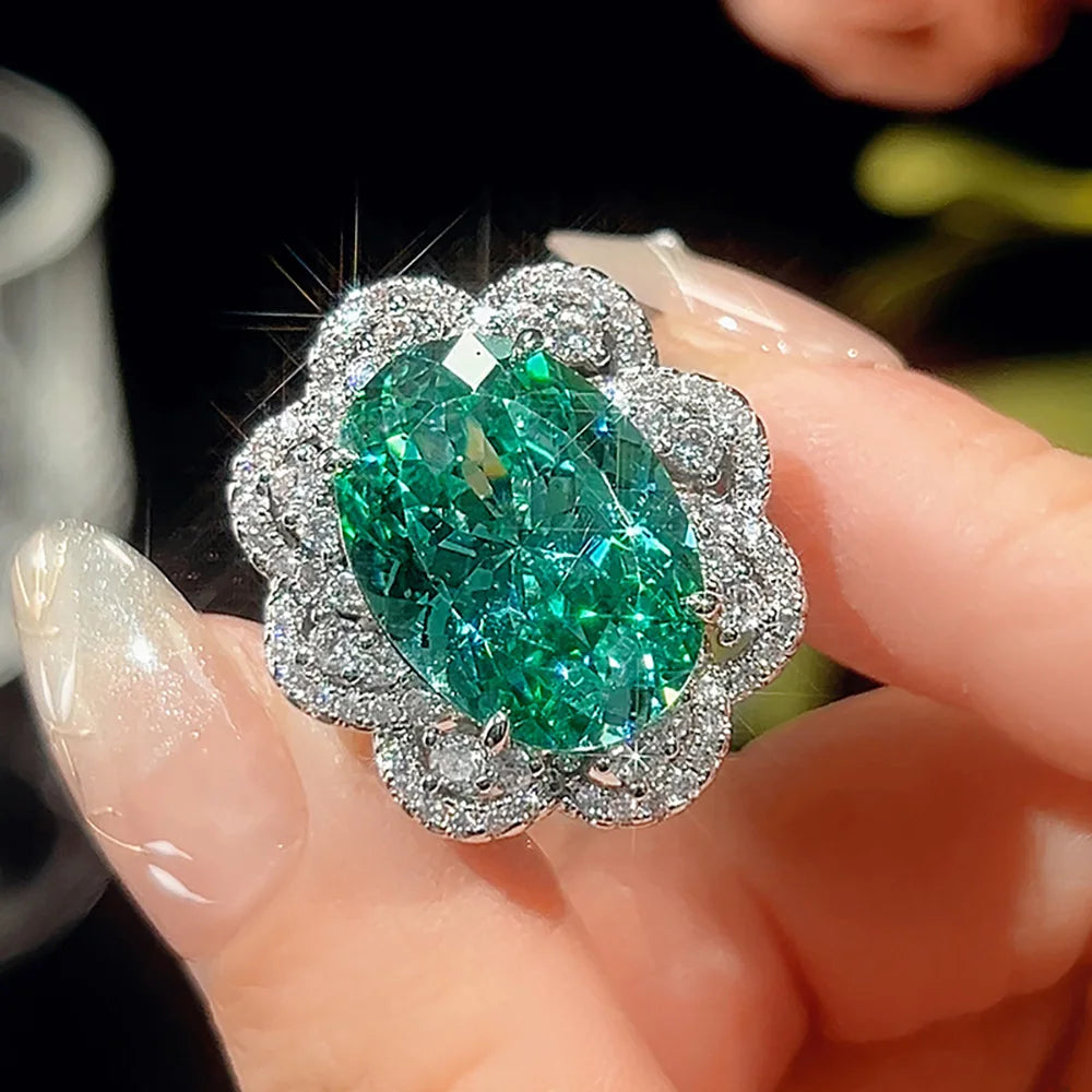 Sparkling Green Tourmaline Pendant Necklace Earrings Ring for Women Gemstone Cocktail Party Fine Jewelry Sets Anniversary Gift