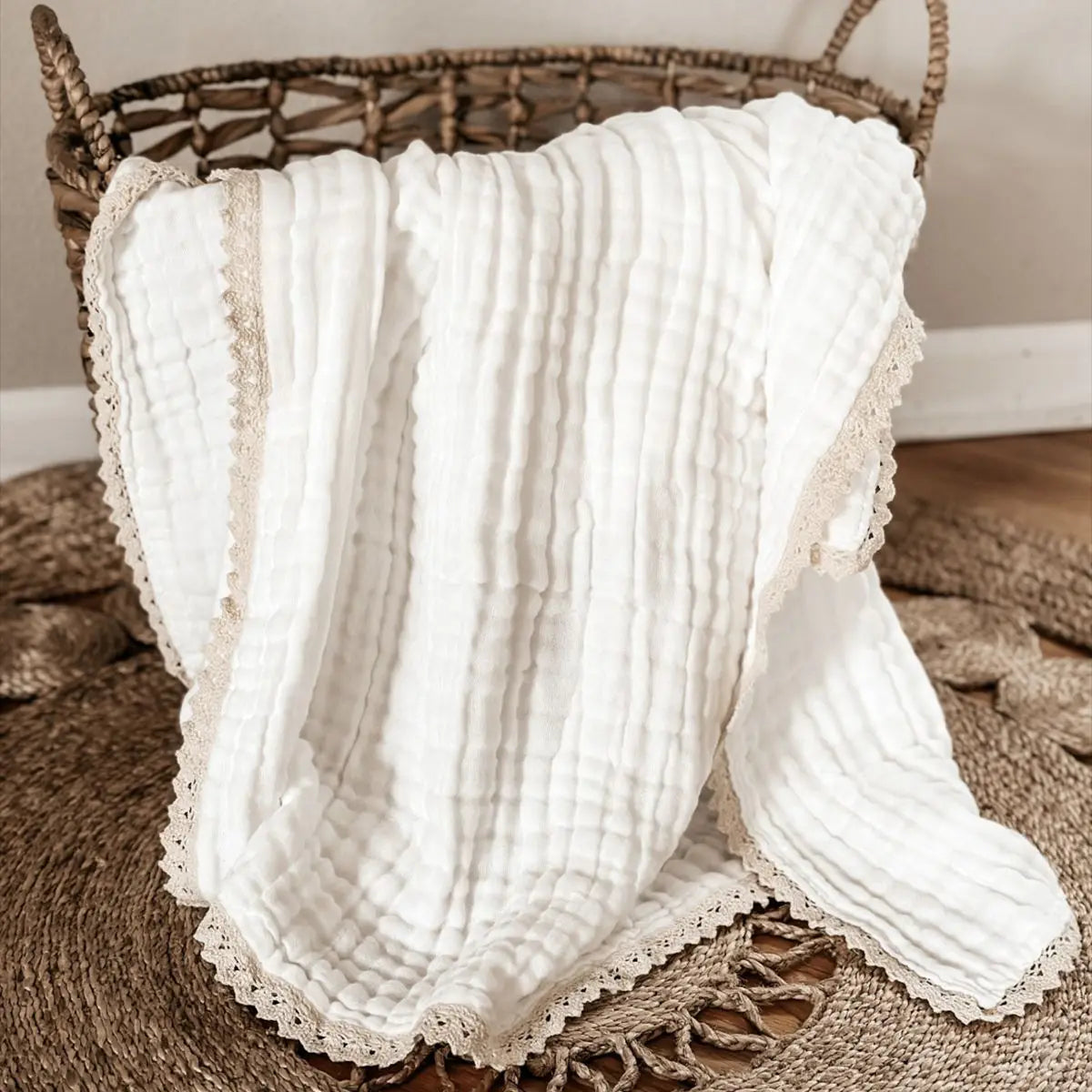 Organic Bamboo Cotton Baby Blanket - 6-Layer Muslin Swaddle