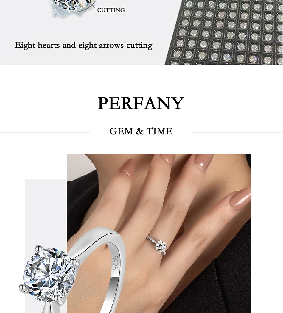 Moissanite Engagement Ring | 925 Sterling Silver | 0.5/1/2CT Options | USA