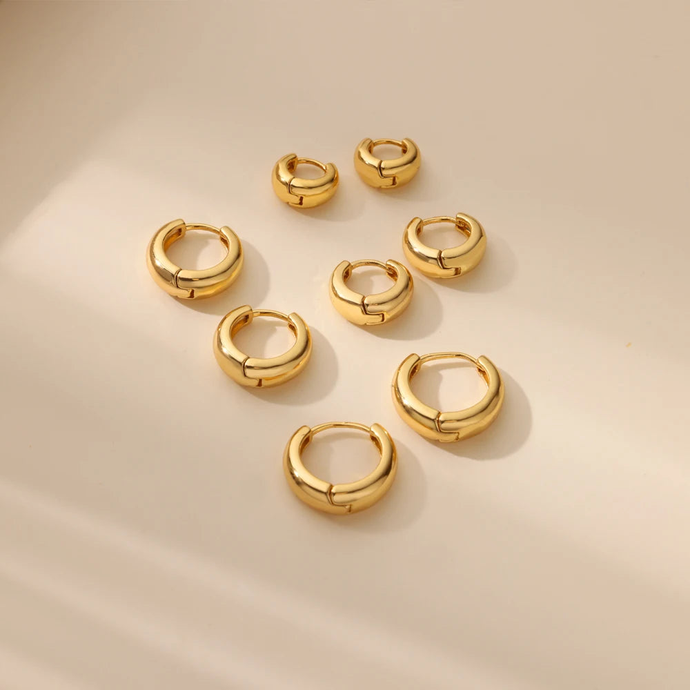 Classic Gold Hoop Earrings - Chunky Stainless Steel Minimalist